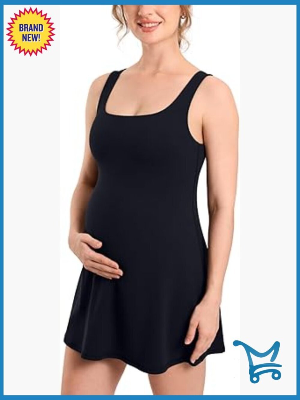 Maternity Tennis Dress with Built-in Shorts & Pockets, Sleeveless Summer